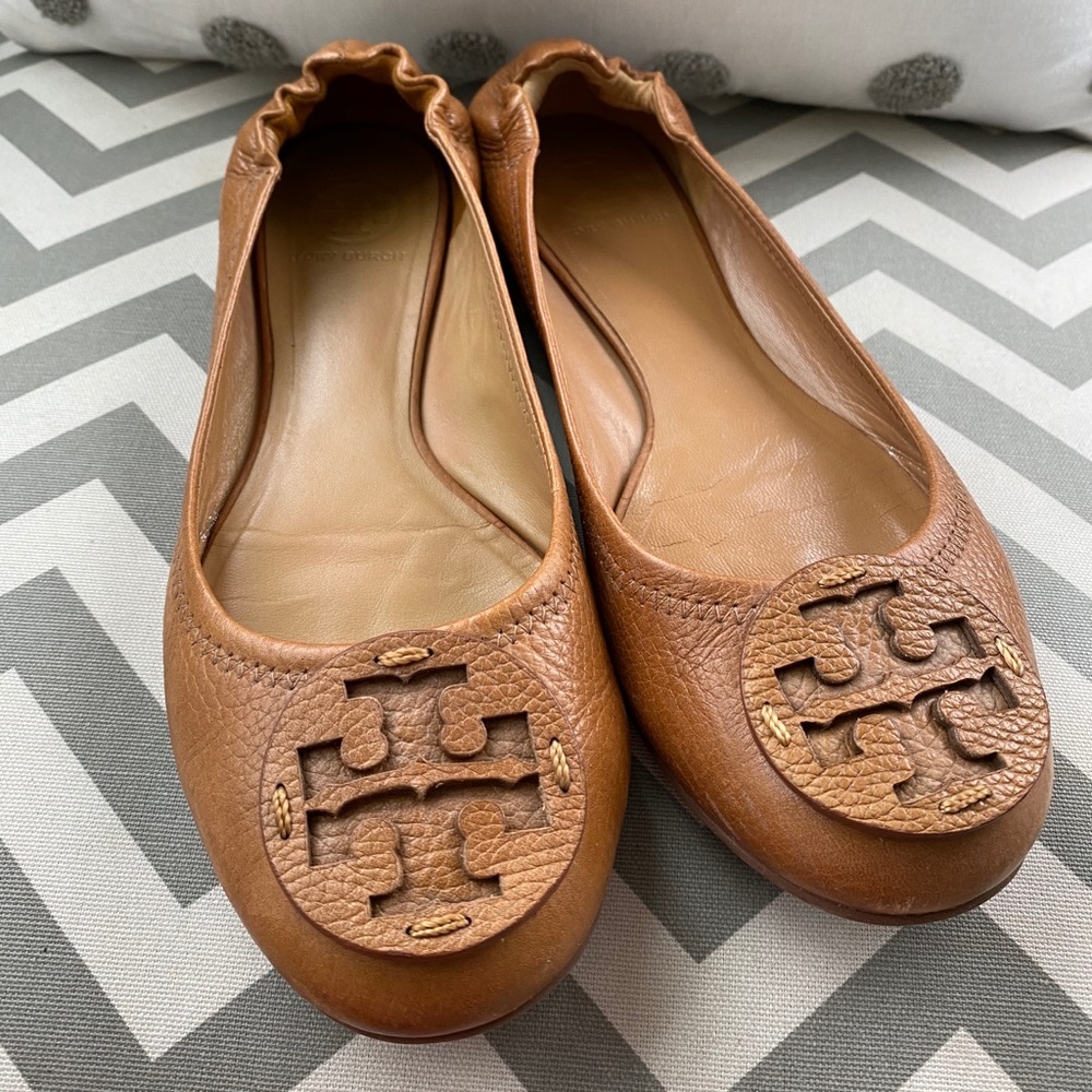 Tory Burch Reva Tumbled Leather Tan Brown